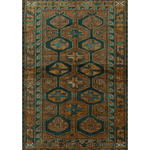 Ahgly Company Machine Washable Indoor Rectangle Persian Turquoise Blue Traditional Area Rugs, 5' x 7'