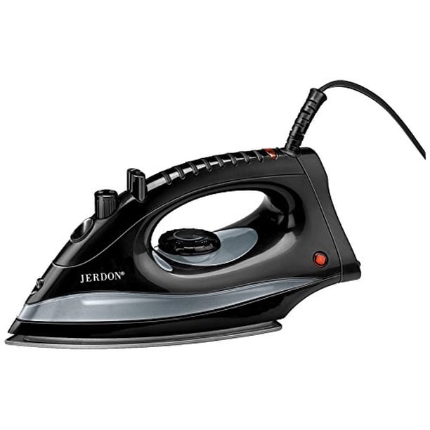 Plancha de hotel Jerdon - Plancha de ropa negra de tamaño mediano - Doble apagado automático - Cable de 2,7 metros - 1200 vatios - J513B