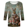 thumbnail image 4 of Jjayotai Happy Easter Shirts for Women, Easter Bunny 3/4 Sleeve T-Shir, Cute Bunny Graphic Tees, Easter Egg Holiday Shirt Tops Multicolor XL, 4 of 5