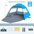 thumbnail image 4 of Gorich Beach Tent for 8-10 Person, UPF 50+ UV Protection, Portable Sun Shelter, Easy Setup Sun Shade Beach Canopy with Carry Bag, 4 of 11