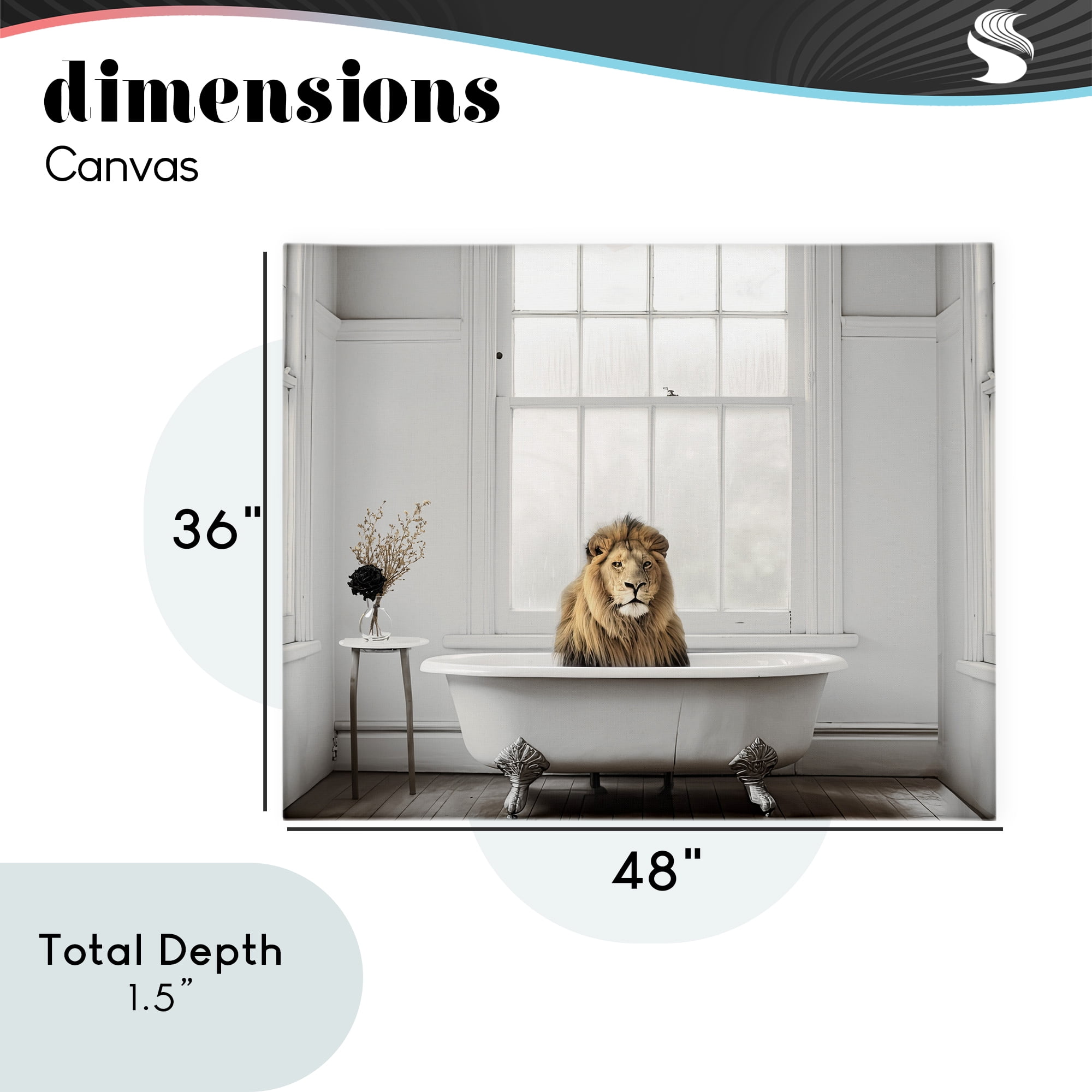 Minimalist Lion Bathtime Canvas Wall Art, design by Sasha