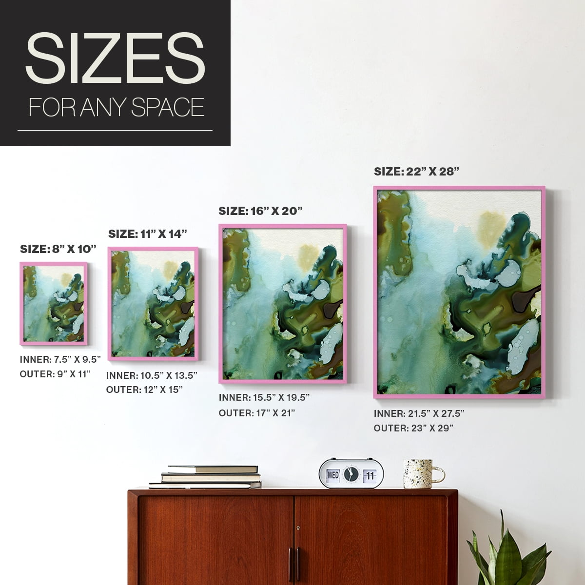 Water and Earth I Framed Print in Pink Solid Wood 11 x 14 Framed Print