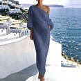 thumbnail image 6 of Dvprdro Womens Summer Party Maxi Dress Off Shoulder 3/4 Sleeve Bodycon Solid Ruched, 6 of 9