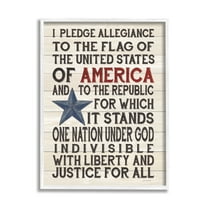 Stupell Industries Pledge of Allegiance Stars and Stripes Americana Rustic Wood Look Sign Graphic Art Framed Art Print Wall Art, 16x20, By Jo Moulton