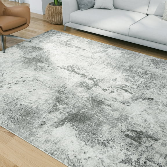 Bliss Rugs Modern Contemporary Abstract Area Rug, Indoor Rugs for Living Room, Dining Room, Bedroom | Gray, 5' x 8' (5'3''x7'3'')