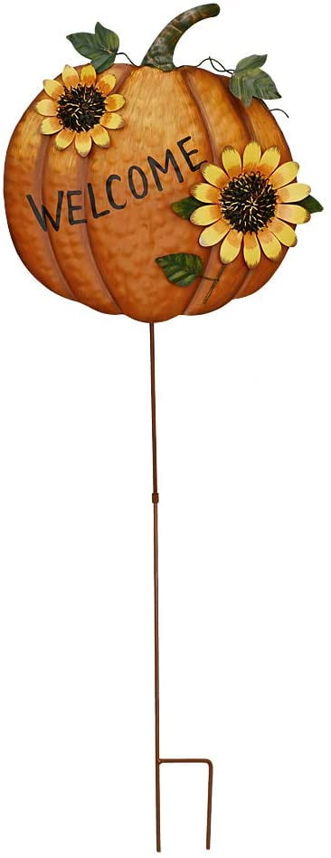 Pumpkin Garden Stake Metal Welcome Sign Fall Decor, Decorative Pumpkin Yard Garden Décor Outdoor