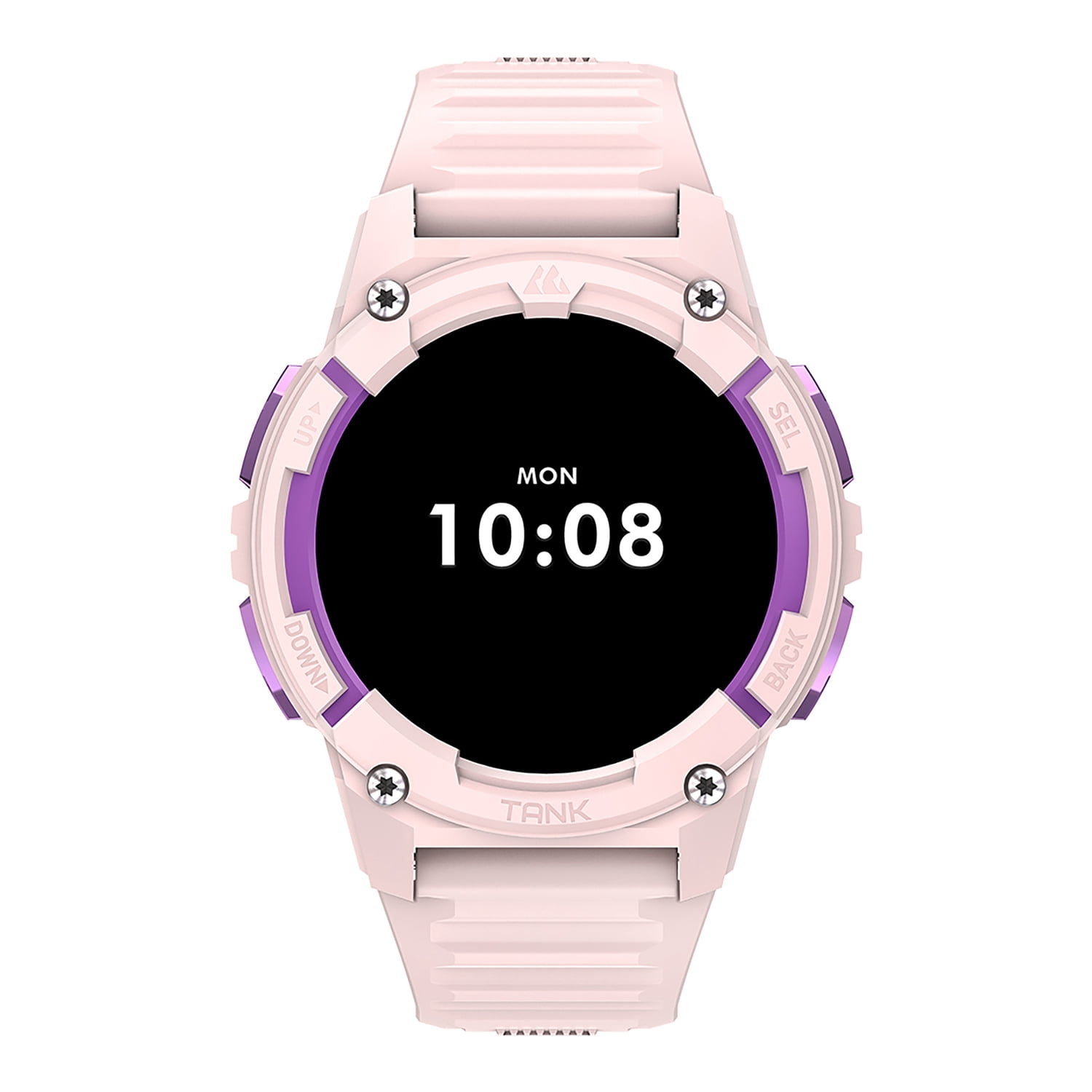 KOSPET TANK S2 1.32-In. AMOLED GPS Smartwatch with Silicone Band (Violet Pink), P-S001-P