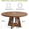 thumbnail image 3 of LITTLE TREE Round Dining Table for 4-6 People, 47 Inches Dining Room Table with Wooden Pedestal Base, Brown Dinner Tables, Circle Kitchen Tables for Dining Room, Kitchen, Living Room(Table Only), 3 of 8