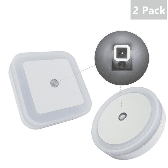 LINCO 2 Pack LED Night Light Plug-In with Auto Sensor, Plug In Night Lights Wall Lamp-T003