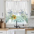 thumbnail image 3 of Swag Valance Curtains for Windows, Navy Blue Wildflowers Light Filtering Kitchen Curtains with Rod Pocket, Spring Pastoral Botanical Floral Window Treatment Valances for Living Room, 28x36 - 2 PCS, 3 of 9