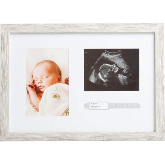 Kate & Milo Rustic Bracelet & Sonogram Frame, Ultrasound Rustic Picture Frame, Baby Keepsake Frame, New and Expecting Parents Gift, Gender Neutral Nursery Wall Decor grey