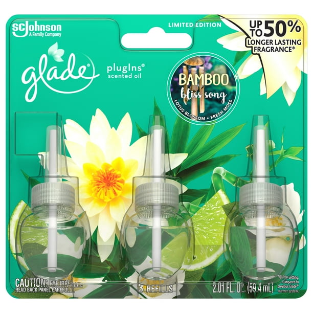 Glade PlugIns Refill 3 CT, Bamboo Bliss Song, 2.01 FL. OZ. Total