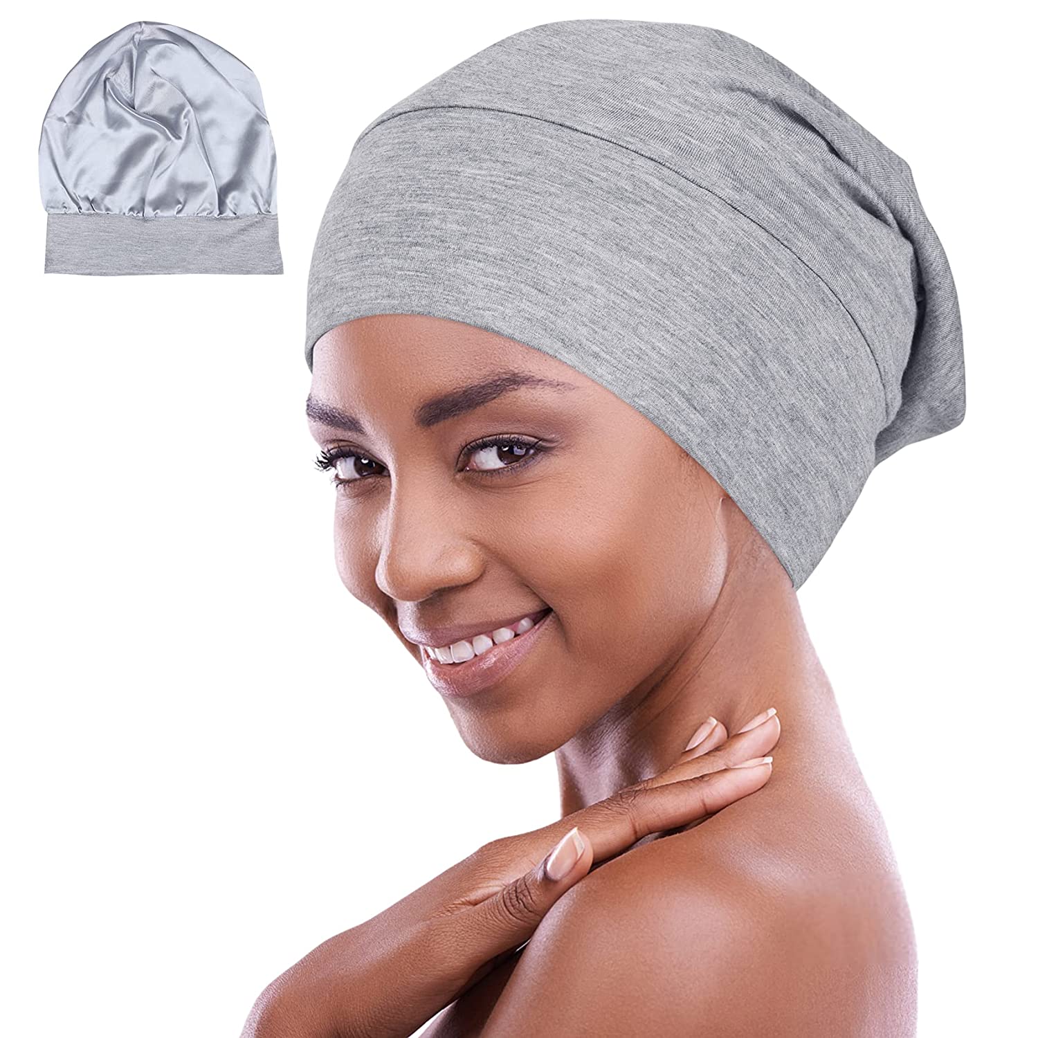 ZMLEVE Satin Bonnet Lined Sleep Cap 