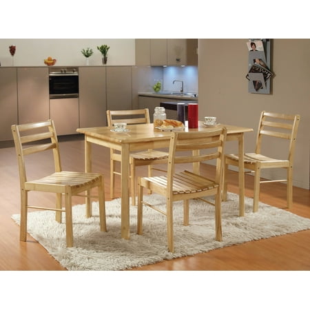 5 Piece Natural Wood Kitchen Dining Dinette Table Four Chairs Set 5 Piece Natural Wood Kitchen Dining Dinette Table Four Chairs Set