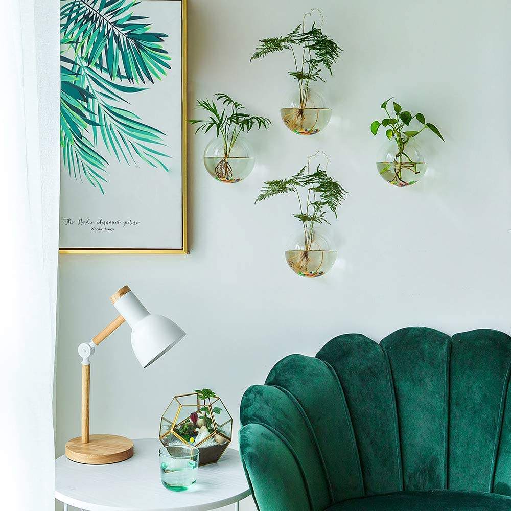 Wall Hanging Planters 4 Pcs/6Pcs Glass Planter Terrariums Round Glass