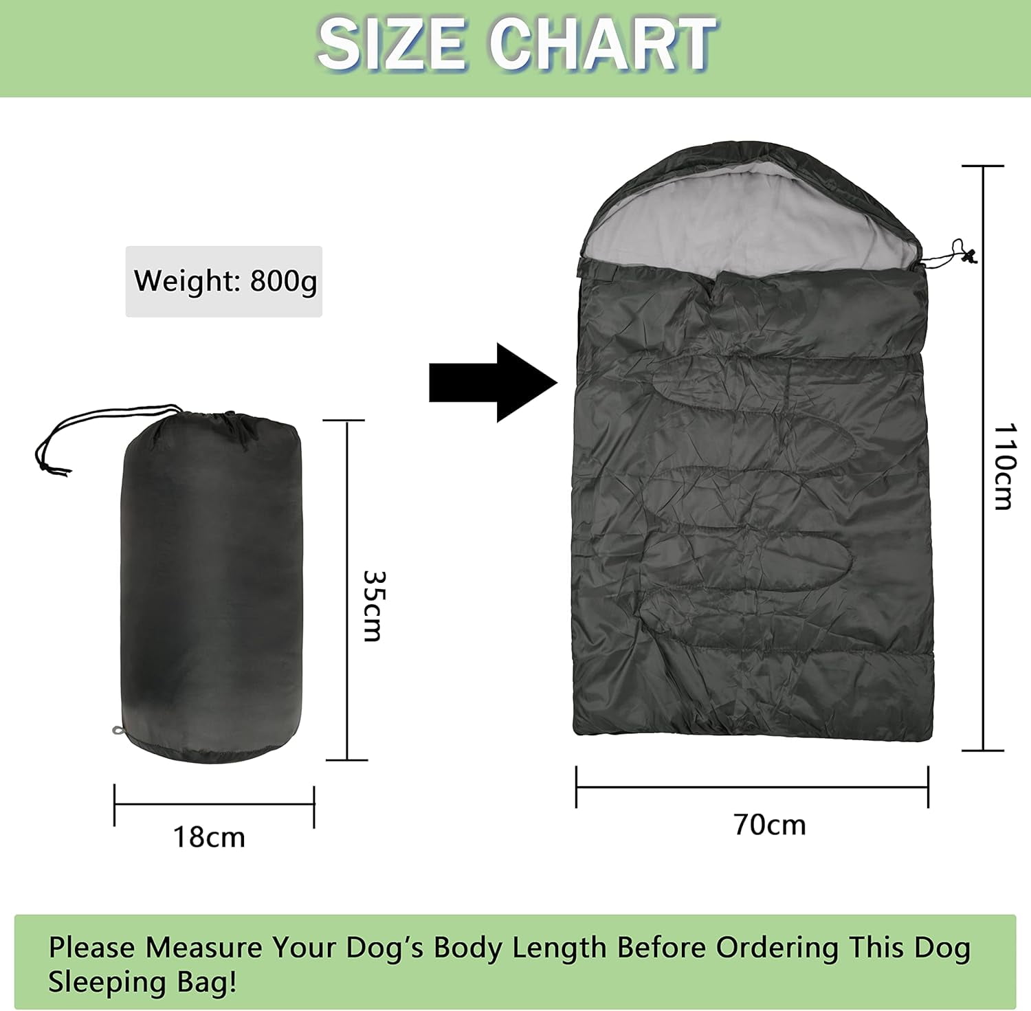 OROOTL Dog Sleeping Bag, Portable Travel Dog Bed Ultra Soft Waterproof Pet Bed with Storage Bag Warm Packable Dog Bed for Camping Hiking Backpacking(Grey)