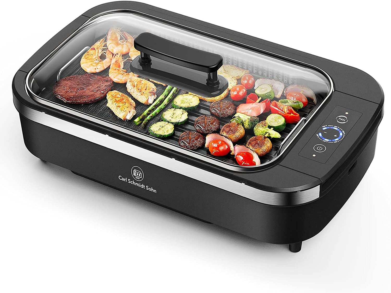 poort totaal breedte LLF Indoor Grill-Electric Grill with Tempered Glass Lid, Removable Nonstick  Grill Plate, 15" x 9" Surface,Turbo Smoke Extractor Technology, LED Smart  Temperature Control, Anti-slip Base,1500W - Walmart.com