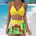 thumbnail image 2 of Women Swimsuits Woman Large Separate Dress Style Briefs Ruffle Printed Bikini Yellow Women's Swimwear L, 2 of 6