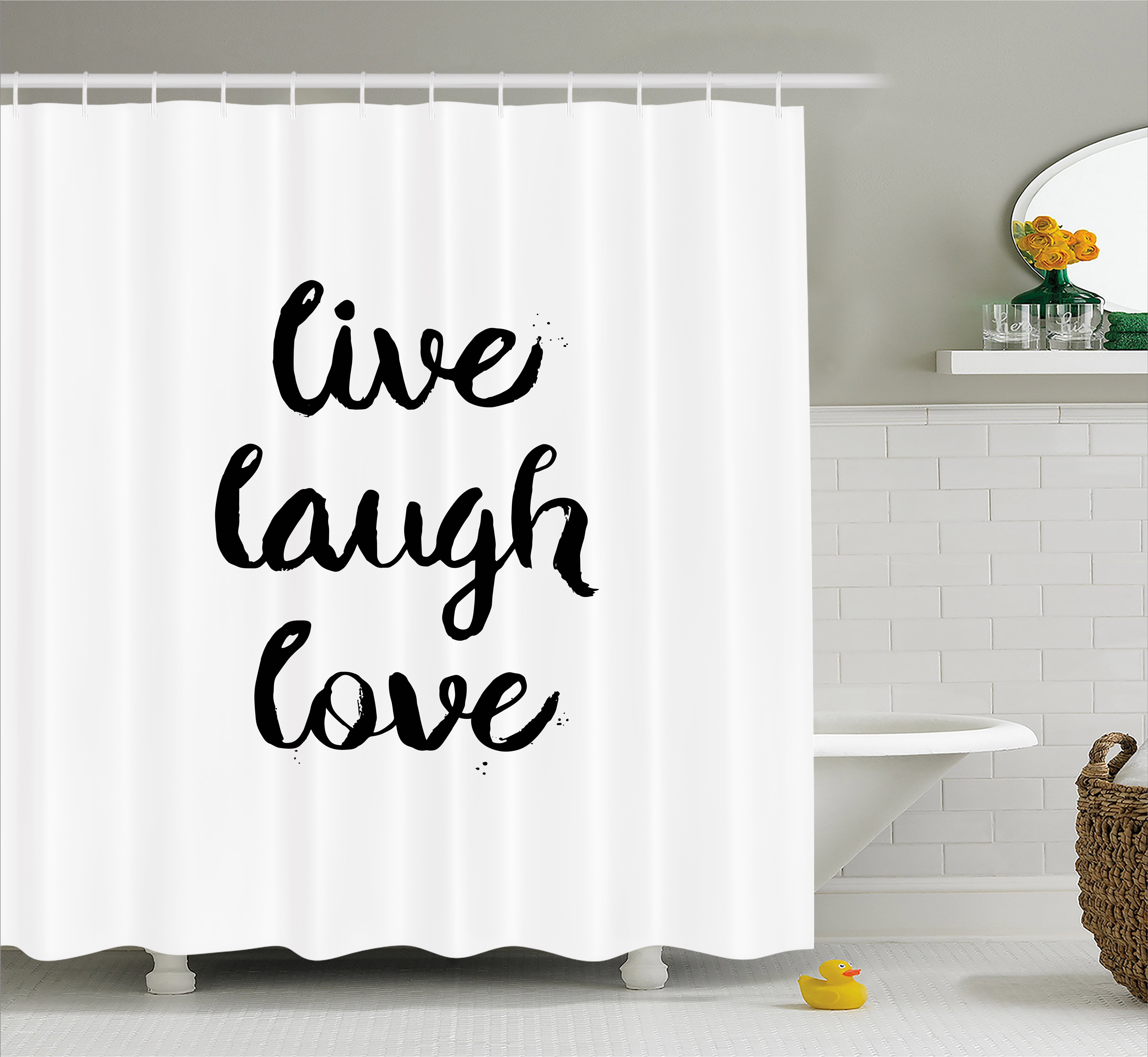 Live Laugh Love Shower Curtain, Inspirational Slogan for Boosting the