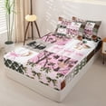 thumbnail image 2 of Erosebridal Patchwork Hunting Pattern Zipper Full Size Comforter Sets with Fitted Sheet and 2 Pillowcases,Camo Bow Print Zipper Bedding Set,Pink Brown Olive Green,Pink Reversible, 2 of 6