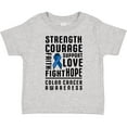thumbnail image 3 of Inktastic Strength Courage Support Colon Cancer Awareness Boys or Girls Toddler T-Shirt, 3 of 5