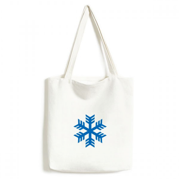 Blue Snowflake Winter Sport Outline Tote Canvas Bag Shopping Satchel Casual Handbag