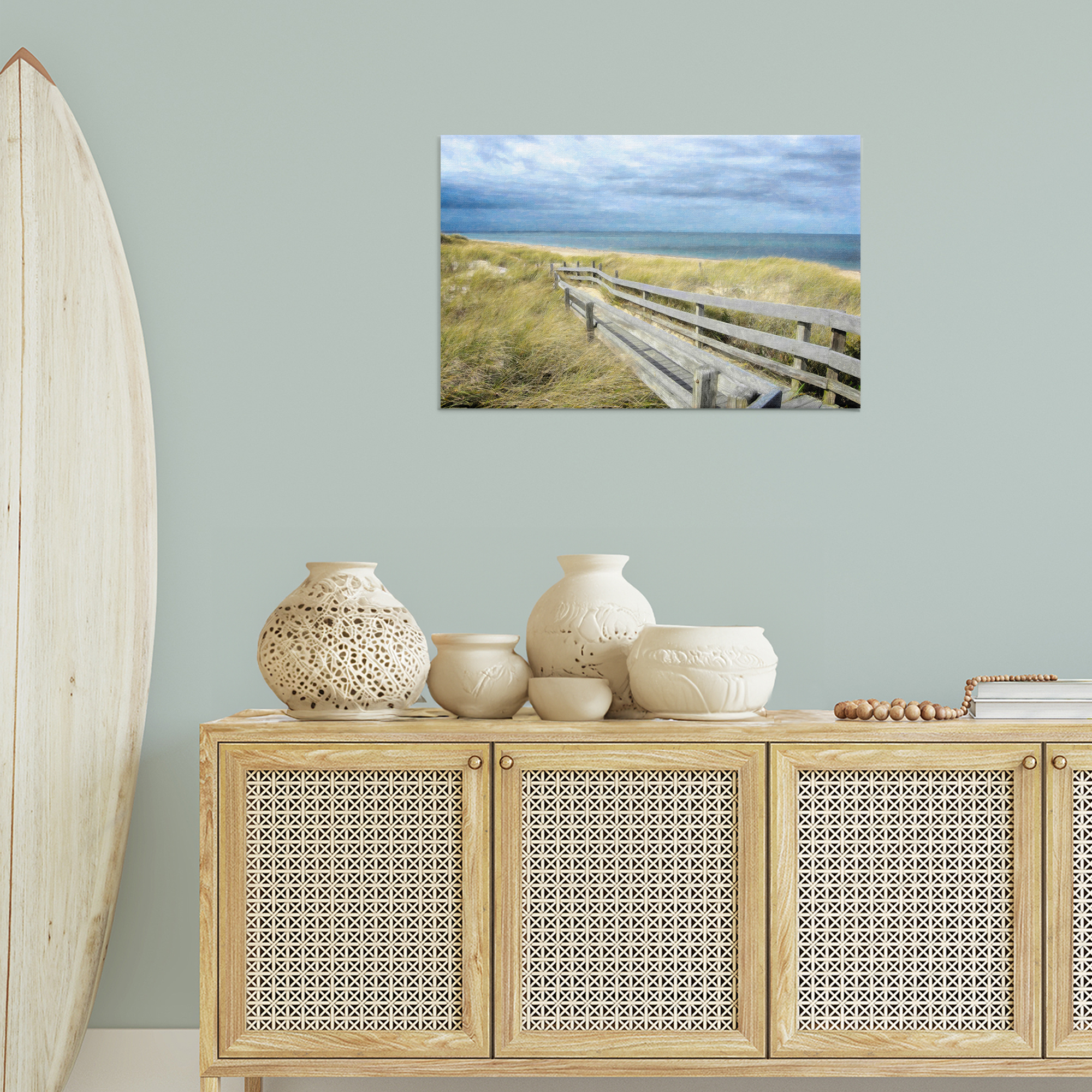 Stupell Industries Sandy Boardwalk View Landscape & Nature Painting Wrapped Canvas Art Print Wall Art, 30 x 20