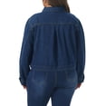 thumbnail image 4 of DARING DIVA Women's Plus Long Sleeve Button Down Jean Jackets 1X Dark Blue, 4 of 6