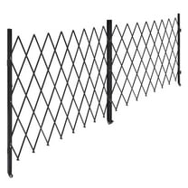 KFFKFF Double Folding Security Gate, Lockable Scissor Gate with Swivel Casters, Steel Retractable Gate for Entryways, Garages, Warehouses, and Pools, 155.12 x 86.81 in (W x H)