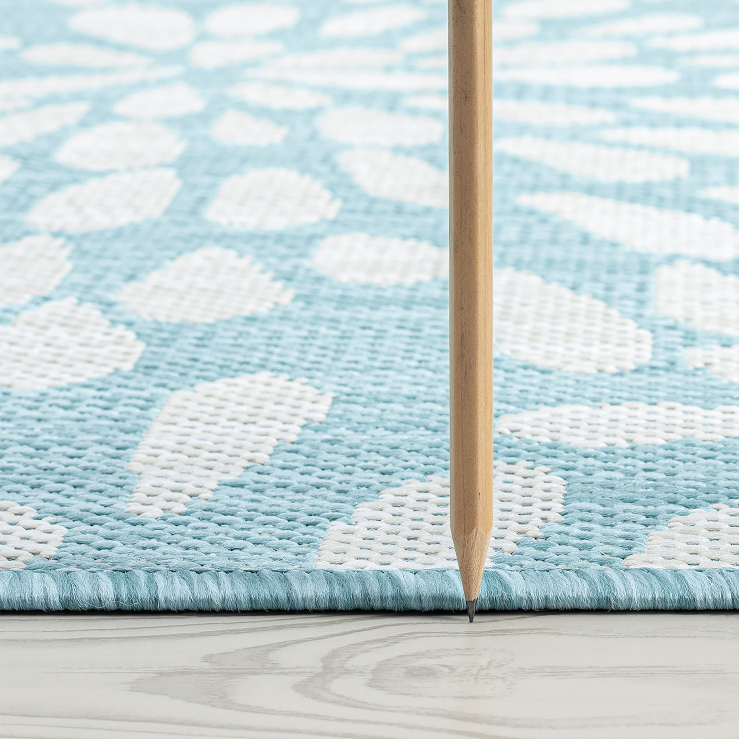 5x8 Water Resistant, Indoor Outdoor Rugs for Patios, Front Door Entry, Entryway, Deck, Porch, Balcony | Outside Area Rug for Patio | Aqua, Floral | Size: 5'3'' x 7'3''