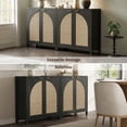 thumbnail image 5 of SICOTAS 34.2 Inch Wide Kitchen Pantry Cabinet Set of 3 with 2 Arch Rattan Doors, Adjustable Shelves, for Kitchen Storage, Freestanding Organizer Sideboard in Black, 5 of 12