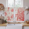 thumbnail image 2 of Coastal Red Kitchen Curtains, Nautical Coral Seahorse Starfish Shell Light Filtering Window Curtain Panels, 2Pcs Rod Pocket Window Treatments Set for RV Dining Room Study Room 42x45 Inches, 2 of 9