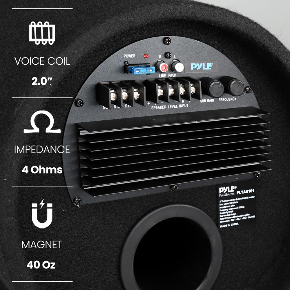 Pyle Car Audio 10 Inch 500 Watt Carpeted Subwoofer Tube Speaker w/ Rear Vented Design - image 4 of 7