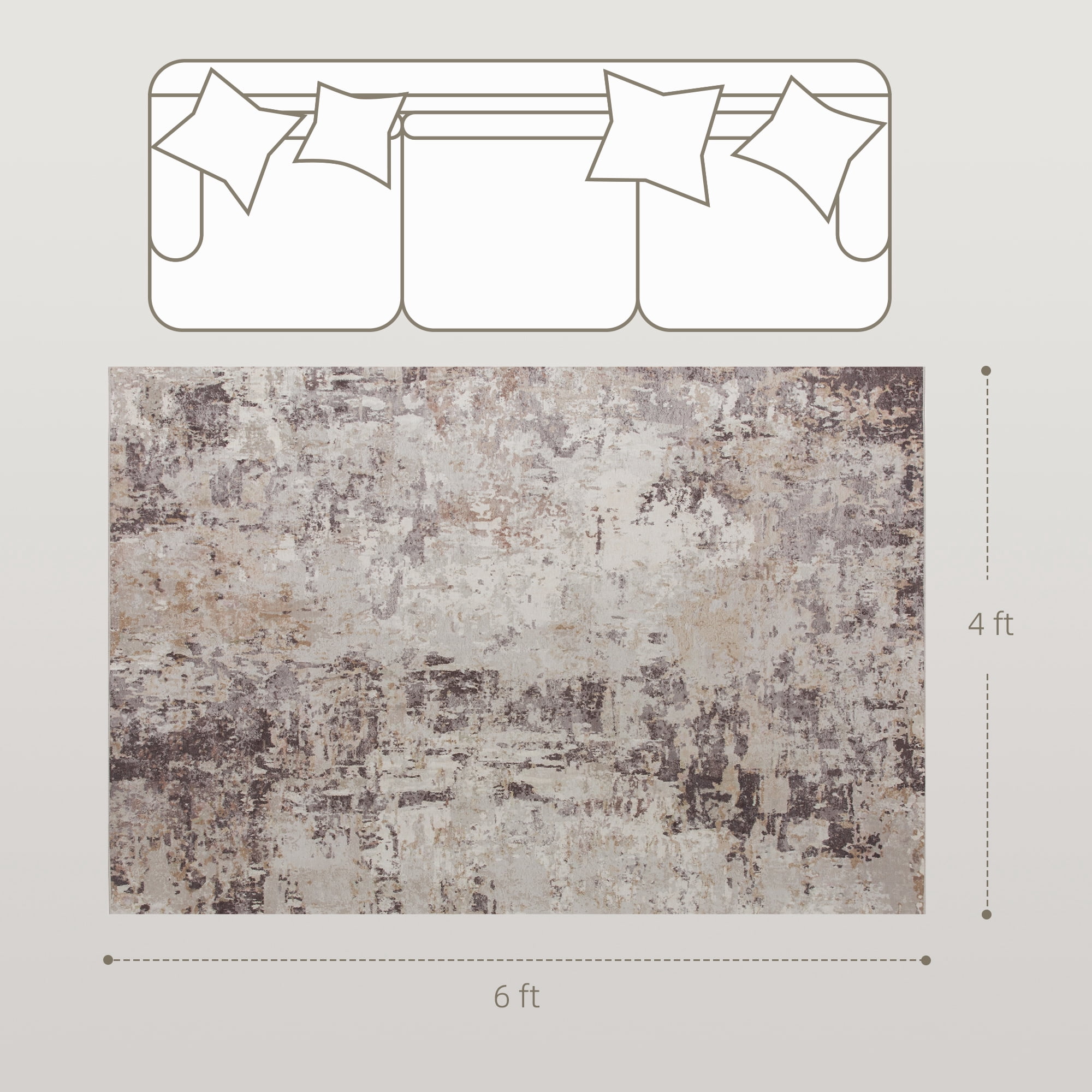 Area Rug 72"x47.6" Chenille Soft Non-Slip TPR Backing Machine Washable Rug for Living Room Bedroom