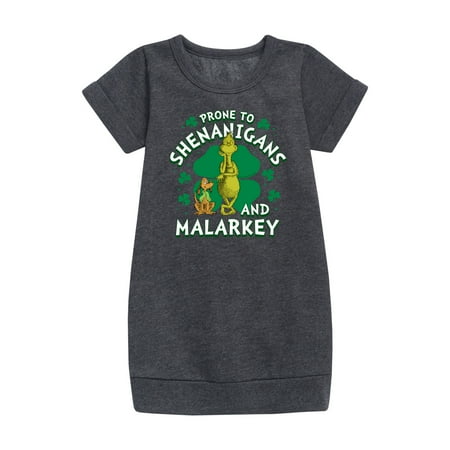 

The Grinch - Prone To Shenanigans Malarkey - Toddler And Youth Girls Fleece Dress