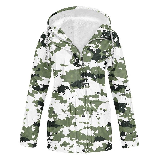 Penkiiy Veste Tactique Imperméable Légère Imprimée pour Femmes, Coupe-Vent Doublé en Polaire, TG Multicolore