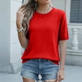 thumbnail image 6 of Women's Knit Pullover Top Short Sleeve Crew Neck Shirts Lightweight Summer Casual T Shirts Wine 2XL, 6 of 7