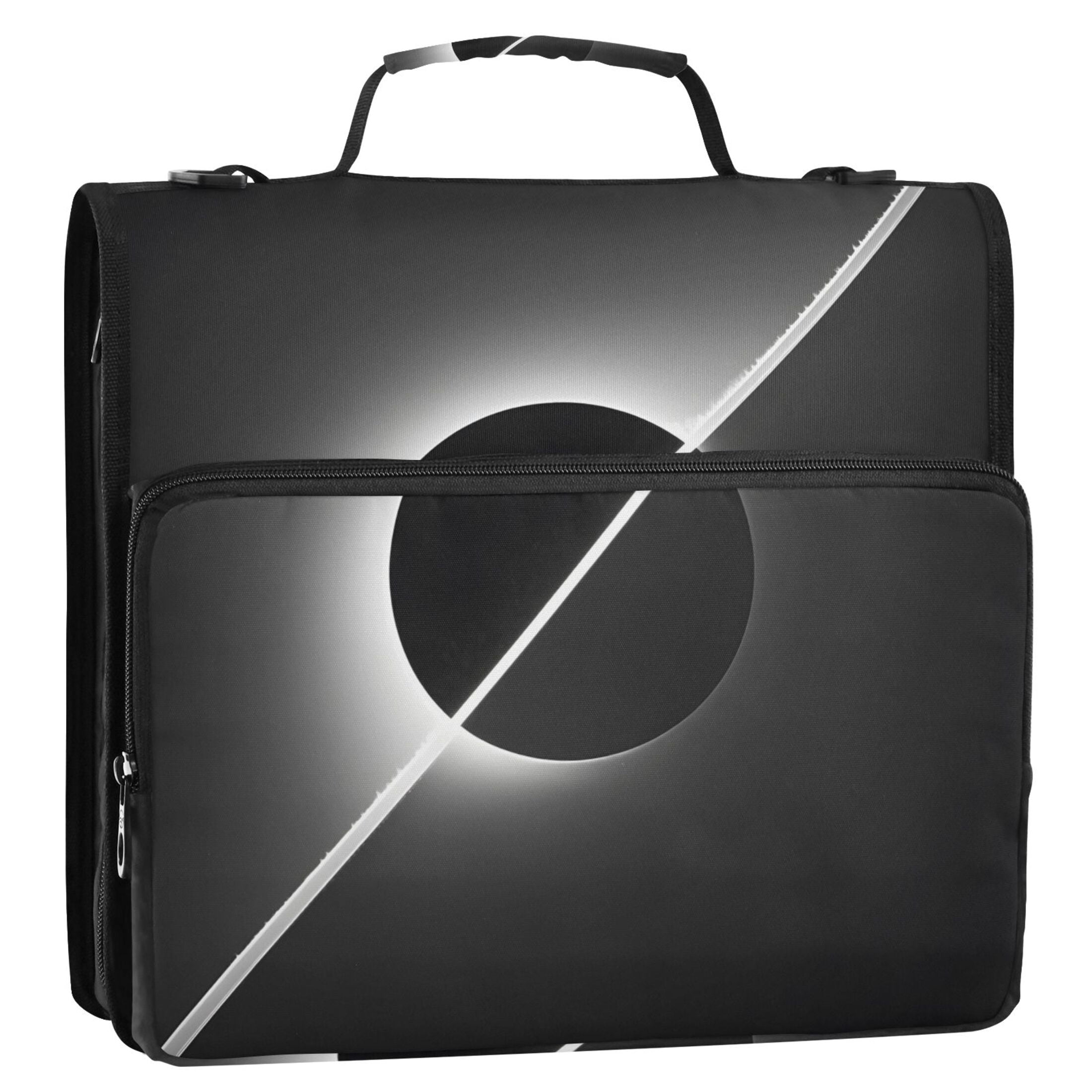3 Ring Zipper Binder with Shoulder Strap Waterproof Trapper Keeper 2 Inch D-Ring 500 Sheets Capacity Solar Eclipse
