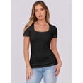 thumbnail image 4 of ANRABESS Women Short Sleeve Tops Scoop Neck Ribbed Knit Slim Fitted Basic Tee Shirt Casual Summer Clothes 2026 Spring Outfits Black S, 4 of 9
