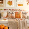 thumbnail image 5 of Fall Decorative Throw Pillow Covers 18x18 Inch, Set of 4 Pillowcases Pumpkins Maple Leaves, Autumn Harvest Thanksgiving Halloween Pillow Case for Farmhouse Home Couch Sofa(Beige), 5 of 6