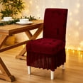 thumbnail image 4 of Kchsji Jacquard Elastic Dining Chair Covers 14.96-23.62" Skirt-Style Slipcovers for Home Decor, Wedding Party Formal Dinner Seat Protection, Fresh Elegant Accent for Dining Room Living Room Event, 4 of 6