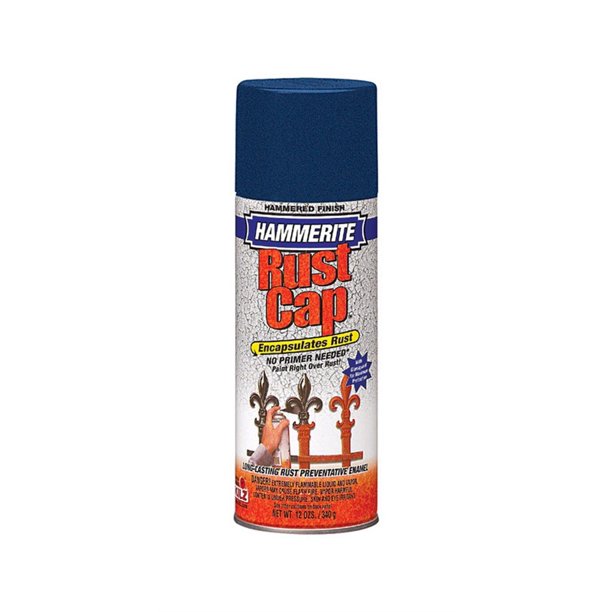 Hammerite Rust Cap Rust Preventative Spray Paint Dark Blue Hammered 12