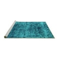 thumbnail image 2 of Ahgly Company Machine Washable Indoor Round Oriental Turquoise Blue Industrial Area Rugs, 3' Round, 2 of 4