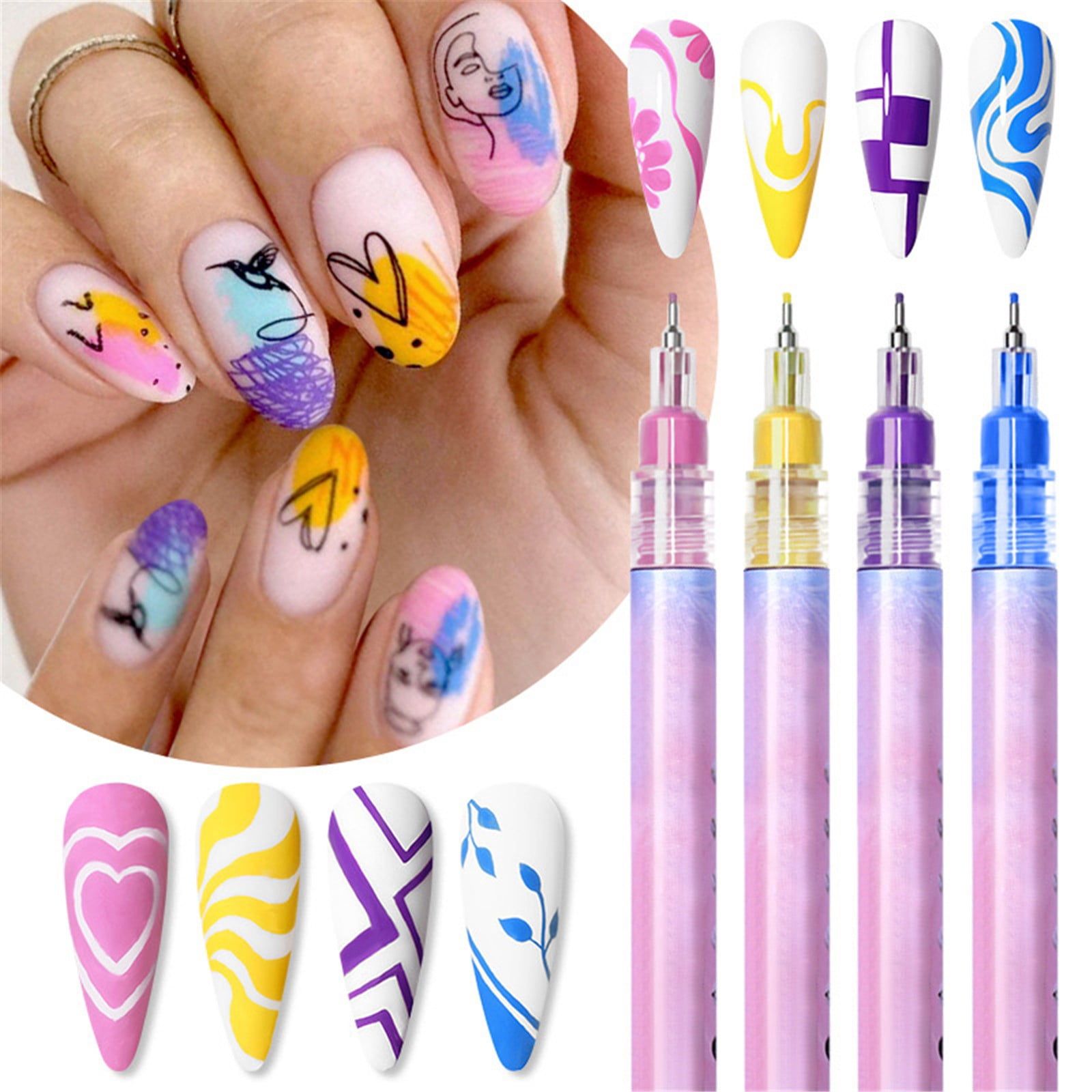 Nail Rings for Acrylic Nails Nail Pen Japanese Nail Gel Nail Pens for Kids Nail Design Polish Pen on Nail Holder Tape Dot Pen compatible with Machine Practice Hand Holder for Nails Nail
