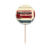 London Doubledecker Stamp England Britain UK Toothpick Flags Round Labels Party Decoration