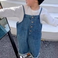 thumbnail image 4 of Coerni Boys Trendy Denim Bib Overalls Sleeveless Button Strps Jean Rompers 1-10Y Kids One Piece Casual Jumpsuits Back to School, 4 of 5