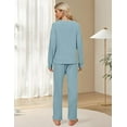 thumbnail image 3 of SMZ Womens Lounge Set Cute Long Sleeve Pajama Sets Casual 2 Piece Pj Outfit Fall Sleepwear Pockets, 3 of 6