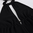 thumbnail image 5 of IUYRTFE Women's Halter Neck Sleeveless Tiered Ruffle Mini Dress Solid Color Summer Casual Loose Fit Top, 5 of 5