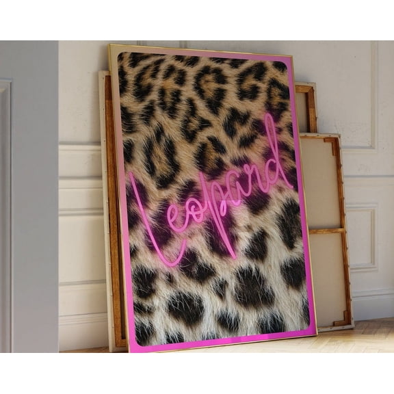 Kna Prints - Leopard Wall Art, Neon Pink Leopard Poster, Preppy Coquette Girl Above Bed Bedroom Wall Decor, Aesthetic Trendy Cheetah Print, UNFRAMED-8x12