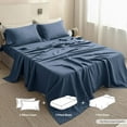 thumbnail image 5 of Simple&Opulence 100% Linen Sheet Set Solid Color-3 Pcs Washed French Linen Bed Sheets(1 Flat Sheet,1 Fitted Sheet,1 Pillowcase)-Breathable Bedding Set (Twin,Blue), 5 of 9